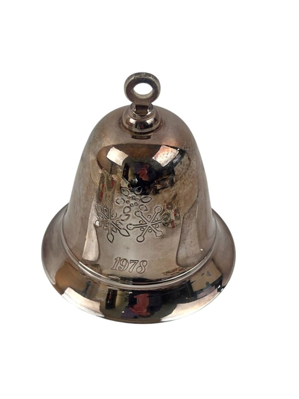 Kirk Stieff Silverplated Bell Music Box Ornament 1978 Plays White Christmas